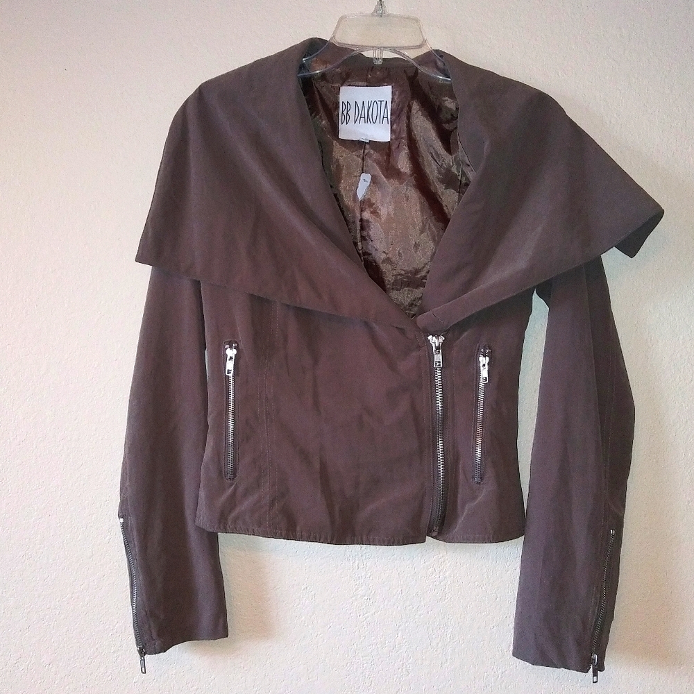 BB Dakota Moto Jacket Anthropologie Faux Suede Grey Green - Picture 1 of 8